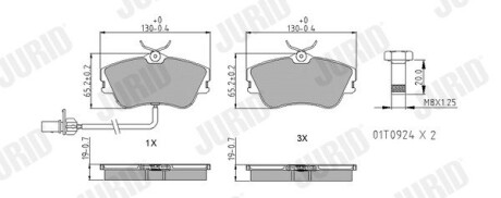 Vw тормозные колодки перед.с датч. t4 00- JURID 573050J