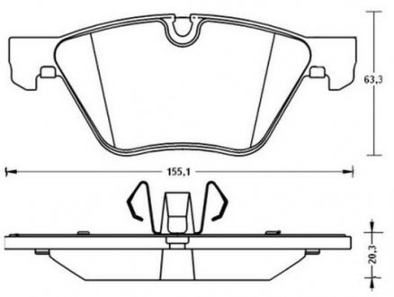 Гальмівні колодки передні (20.3 мм) (система ate) bmw 3 e90/91 5 e60/61 04-16 JURID 573187J