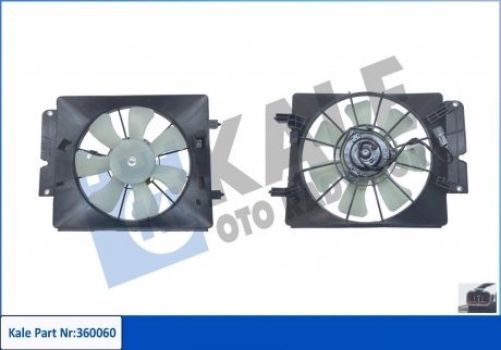 Вентилятор охолодження радіатора з кожухом honda cr-v ii oto radiator KALE 360060 (фото 1)