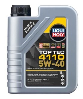 Lm 1л top tec 4110 5w-40 олія acea c3, api sn, bmw longlife-04, mb 229.31, mb 229.51, mb 229.52, mb 226.5, porsche c40, vw 501 0 LIQUI MOLY 21478