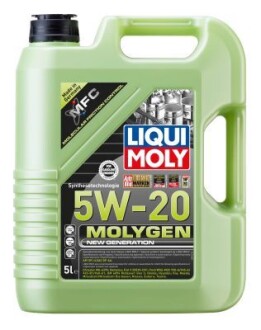 Lm 5 л molygen new generation 5w-20 синтетична моторна олія api sn/cf, ilsac gf-5, chrysler ms-6395 ford wss-m2c-945-a ford wss-m2c 930-a LIQUI MOLY 8540