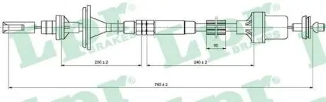 Трос сцепления (735мм/480мм) LPR C0213C