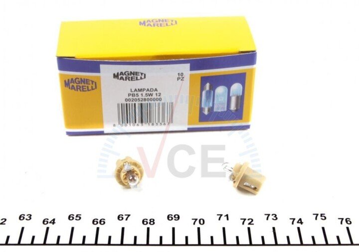 Автолампа magneti marelli b2,4w b8,5d 1,5w прозрачная MAGNETI MARELLI 002052800000 (фото 1)