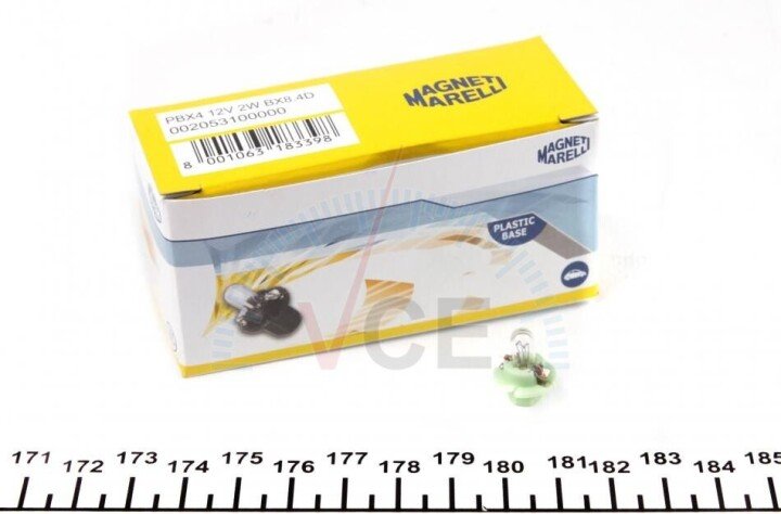 Автолампа magneti marelli b2,4w bx8,4d 2 w прозрачна MAGNETI MARELLI 002053100000 (фото 1)