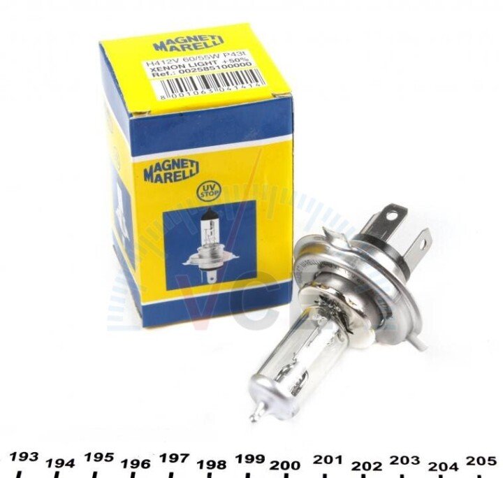 Автолампа magneti marelli h4 p43t 55 w 60 w MAGNETI MARELLI 002585100000 (фото 1)