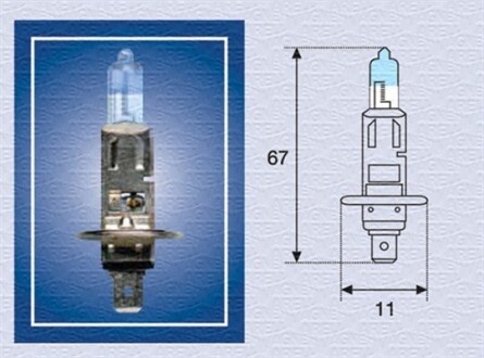 Автолампа magneti marelli h1 p14,5s 55 w прозора MAGNETI MARELLI 002587100000