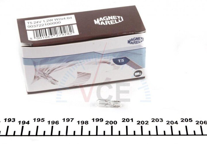 Автолампа magneti marelli t5 w2x4,6d 1,2w прозрачная MAGNETI MARELLI 003722100000 (фото 1)