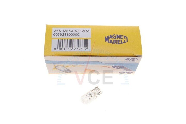 Автолампа magneti marelli w5w w2,1x9,5d 5 w прозрачная MAGNETI MARELLI 003921100000 (фото 1)