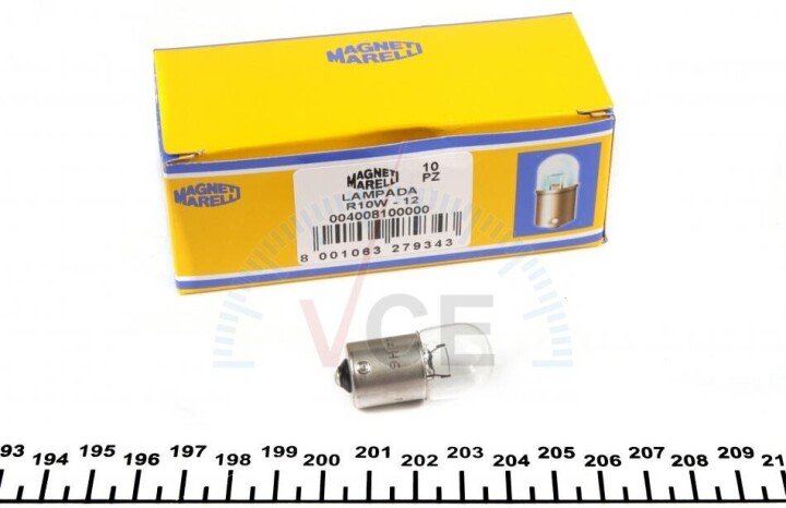 Автолампа magneti marelli r10w ba15s 10 w прозрачна MAGNETI MARELLI 004008100000 (фото 1)