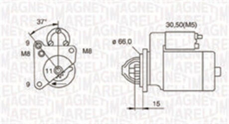 Стартер citroen berlingo/jumpy/peugeot expert/partner 1.5hdi/1.6hdi 07- (1.3kw) (z=11) MAGNETI MARELLI 063721260010