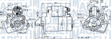 Стартер renault kangoo/megane/nissan qashqai/dacia dokker/duster/logan 1.5 dci 08- (12v/1.4kw)(z=12) MAGNETI MARELLI 063721332010