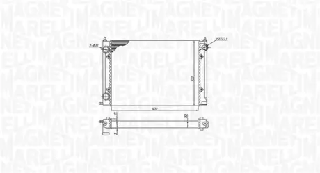 Радиатор двигателя (мкпп) VW CORRADO, GOLF I, GOLF II, GOLF III, JETTA I, JETTA II, SCIROCCO 1.3-2.0 08.75-05.98 MAGNETI MARELLI 350213187400
