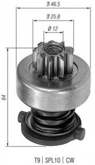 Бендикс (z=9) opel 1,6 d/1,7 d vw 1,6 d ауді 1,6 d [940113020122] MAGNETI MARELLI AMB0122