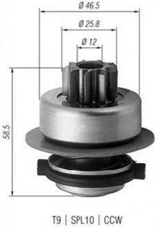 Бендикс (z=9) vw 1,6d: golf ii, jetta, 2,5tdi: multivan,t4 MAGNETI MARELLI AMB0171