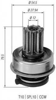 Magneti marelli, Бендікс (z = 10) vw t4 1,9 / 2,5 d, 1,6 / 1,9 d [940113020199] MAGNETI MARELLI AMB0199