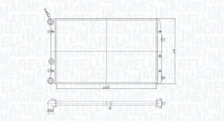 Радиатор seat cordoba 1.2,1.4,1.9,ibiza iv 1.2,1.4,1.9skoda fabia 1.0,1.2,1.4,1.9vw polo 1.2,1.4,1.9 [350213841000] MAGNETI MARELLI BM841
