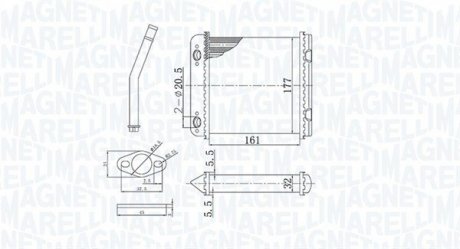 Радіатор печі opel astra f 1,4 1,6 1,8 2,0 1, MAGNETI MARELLI BR408