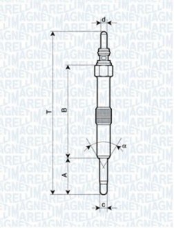 Свічка розжарювання land rover disкрышкаi ii, defender sw [062900067304] MAGNETI MARELLI UC50A