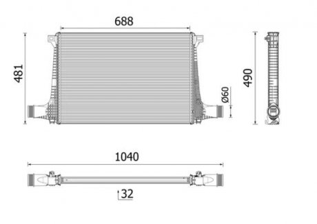 Радиатор интеркулера ауди Q7 2.0 TFSI 16- (без фаркопа)/Q8 2.0TFSI 19-/VW Touareg 2.0TFSI 18- MAHLE CI 711 000P