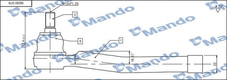 Наконечник Aveo 1.6 Vida рул. тяги правий/ Tacuma лівий (+) EG96261379 / MANDO DSA020620