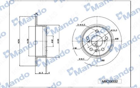 Диск гальмівний MANDO MBC030032