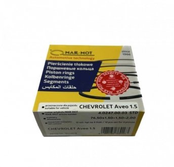 Кольца поршневые Chevrolet Aveo 76.5mm STD 1.5-1.5-2mm Mar-Mot 4.0247.00.03