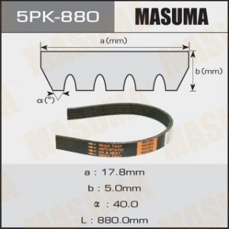 Ремінь полікліновий 5PK-880 (5PK-880) MASUMA 5PK880 (фото 1)