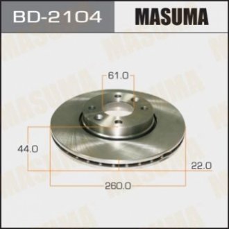 Диск гальмівний передній nissan micra (02-10), note (06-16) (кратно 2 шт) MASUMA BD2104 (фото 1)