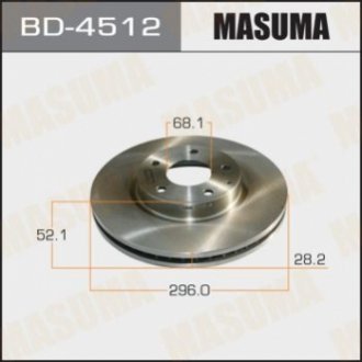 Диск гальмівний передній mazda cx-5,6 (11-) (кратно 2 шт) MASUMA BD4512 (фото 1)