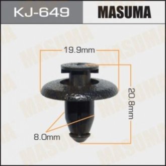 Клипса автомобильная(автокрепеж) 649-kj салонная черная [уп.50] MASUMA KJ-649 (фото 1)