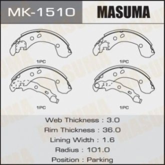 Колодка тормозная барабанная MASUMA MK1510