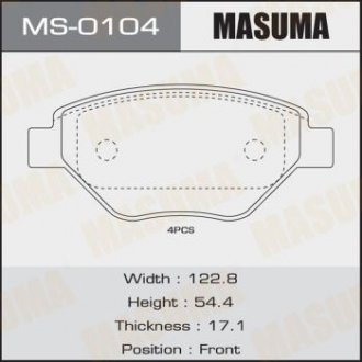 Колодки гальмівні AN-4592K, P68031 передній RENAULT MEGANE II (MS-0104) MASUMA MS0104 (фото 1)