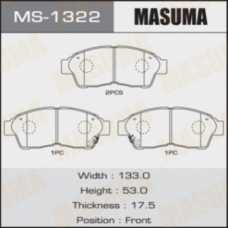 Комплект гальмівних колодок MASUMA MS-1322 (фото 1)