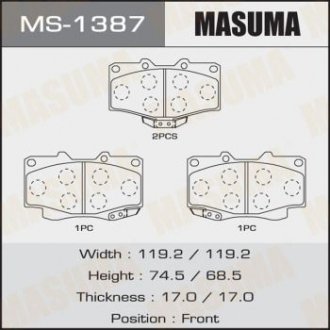 Колодки тормозные AN-458WK, NP1098, P83009 передн TOYOTA FORTUNER (MS-1387) MASUMA MS1387 (фото 1)