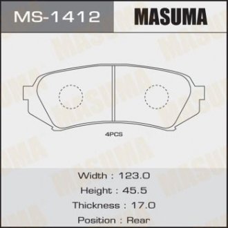 Колодки тормозные задн TOYOTA LAND_CRUISER 200 (MS-1412) MASUMA MS1412 (фото 1)