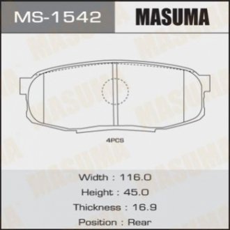 Комплект гальмівних колодок MASUMA MS-1542
