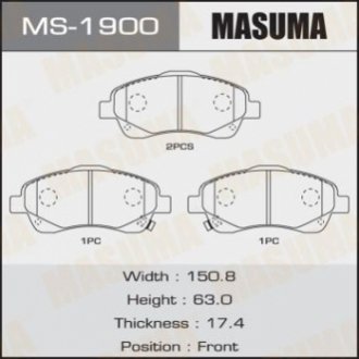 Комплект тормозных колодок MASUMA MS-1900 (фото 1)