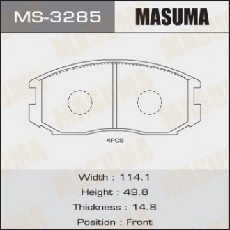 Колодки тормозные передн TOYOTA HILUX VI (MS-3285) MASUMA MS3285 (фото 1)