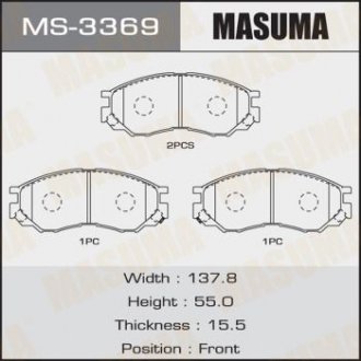 Дискові колодки an-433k (1/12) MASUMA MS3369 (фото 1)