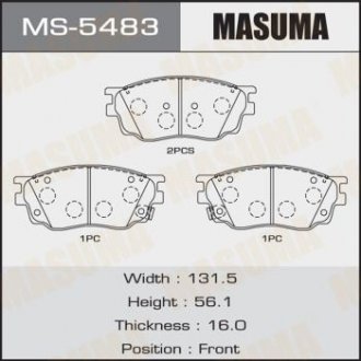 Колодки тормозные передн Mazda 6 2002 - 2007 (MS-5483) MASUMA MS5483 (фото 1)