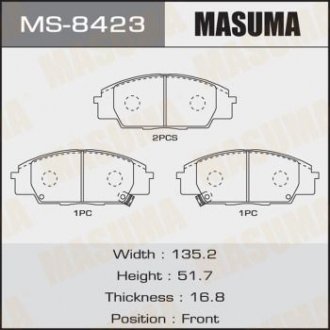 Колодки гальмівні передні HONDA CIVIC VIII, FR-V (MS-8423) MASUMA MS8423 (фото 1)