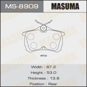 Колодки гальмівні задні HONDA CIVIC IX (08-16) (MS-8909) MASUMA MS8909 (фото 1)