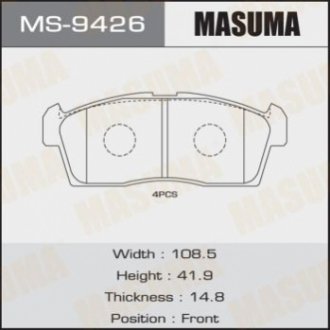 Колодка гальмівна MASUMA MS9426