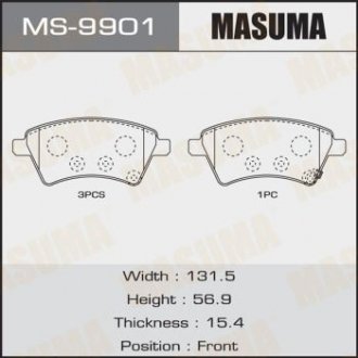 Колодки тормозные передн SUZUKI SX4 S-Cross 1.6 (13-18) (MS-9901) MASUMA MS9901 (фото 1)