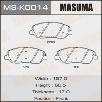 Колодки гальмівні передні SSANGYONG KORANDO, KIA SORENTO III (UM) 2.2 CRDi (15-20)/HYUNDAI SANTA_FE III (MS-K0014) MASUMA MSK0014 (фото 1)