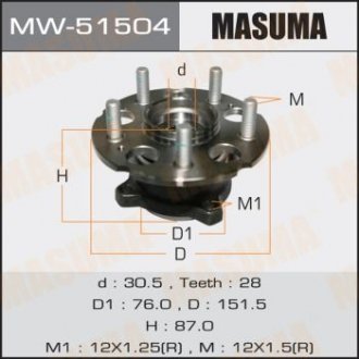 Ступица колеса задн CR-V/ RE4 (with ABS) (MW-51504) MASUMA MW51504
