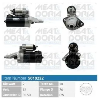 Стартер audi a4/a6/a8 2.5 tdi 97-06 (2kw) MEAT & DORIA 5010232