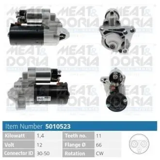 Стартер renault megane iii/scenic iii 1.9 dci 08-16 (12v/1.4kw) MEAT & DORIA 5010523