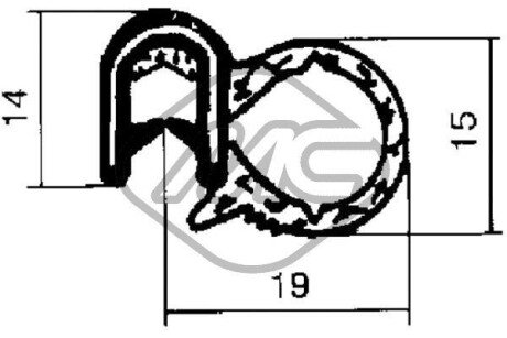 Уплотнение дверей Metalcaucho 00601