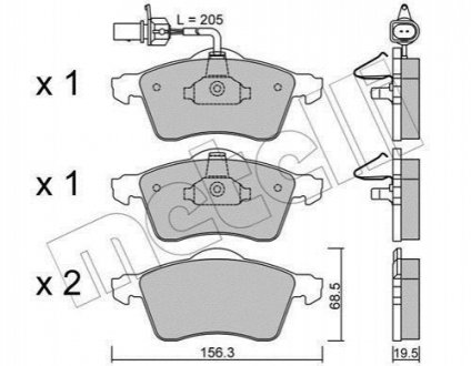 Комплект тормозных колодок, дисковый тормоз METELLI 22-0263-1 (фото 1)
